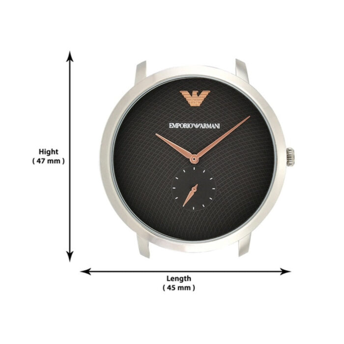 Emporio Armani Modern Slim Quartz Grey Dial Black Leather Strap Watch For Men - AR11162 - Image 7